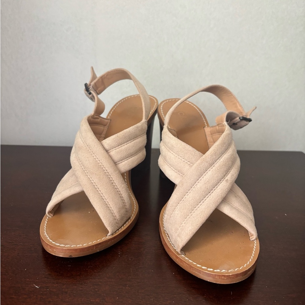 J.Crew blush suede stacked heel sandals size 9.5
